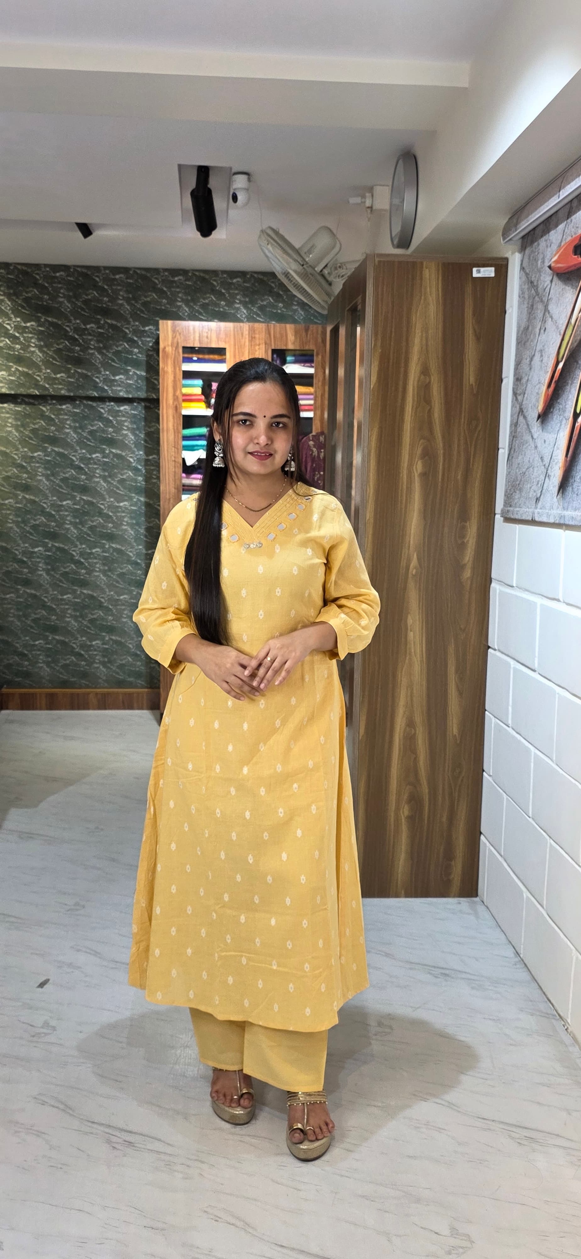 Sunshine Yellow Handloom Cotton Kurta Set view 2